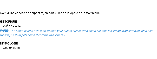 Définition coule-sang Emile Littré