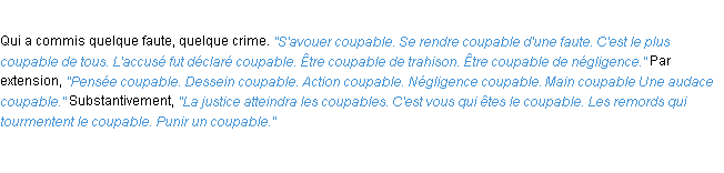 Définition coupable ACAD 1932