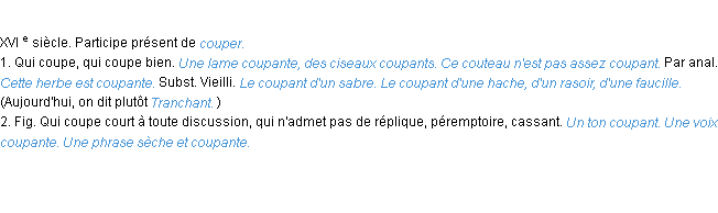 Définition coupant ACAD 1986