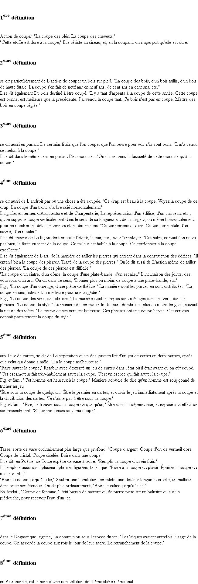 Définition coupé ACAD 1835