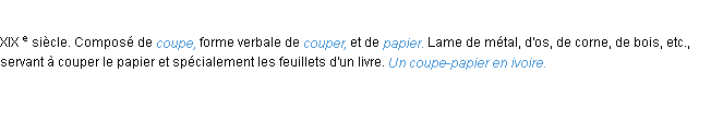 Définition coupe-papier ACAD 1986