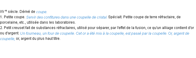 Définition coupelle ACAD 1986