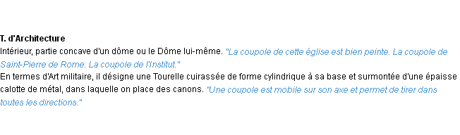 Définition coupole ACAD 1932