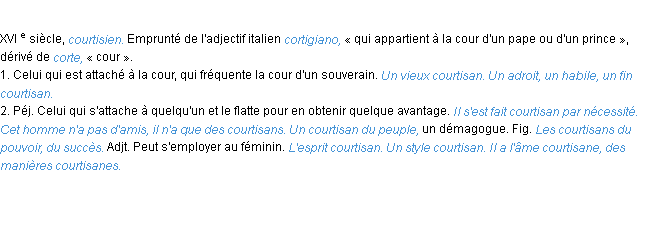 Définition courtisan ACAD 1986