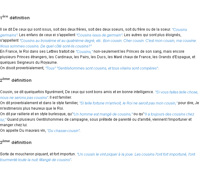 Définition cousin ACAD 1798