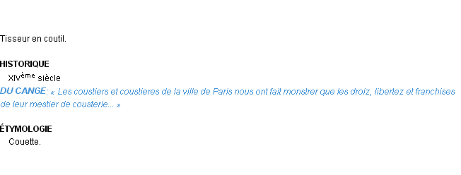 Définition coutier Emile Littré