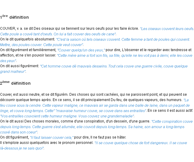 Définition couver ACAD 1798