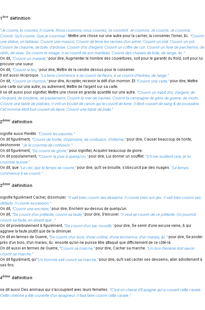 Définition couvrir ACAD 1762