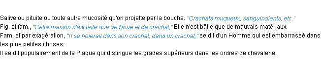 Définition crachat ACAD 1932