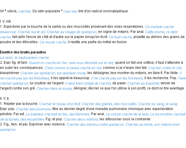 Définition cracher ACAD 1986
