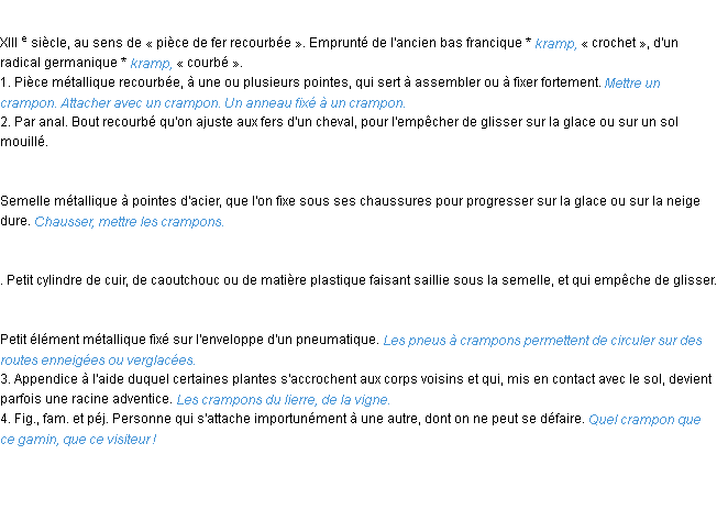 Définition crampon ACAD 1986