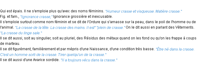 Définition crasse ACAD 1932