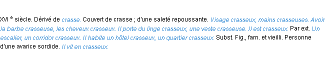 Définition crasseux ACAD 1986