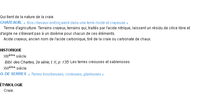 Définition crayeux Emile Littré