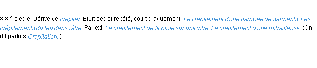 Définition crépitement ACAD 1986