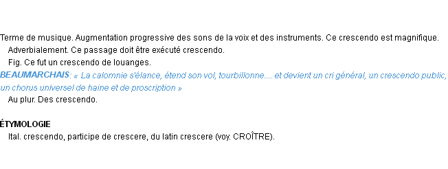 Définition crescendo Emile Littré