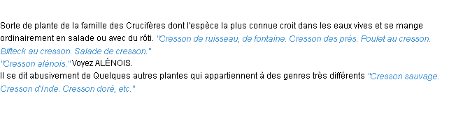 Définition cresson ACAD 1932