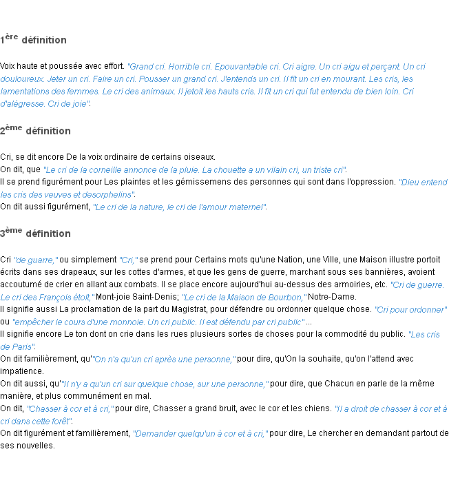 Définition cri ACAD 1798