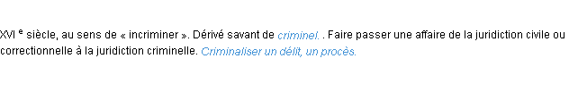 Définition criminaliser ACAD 1986