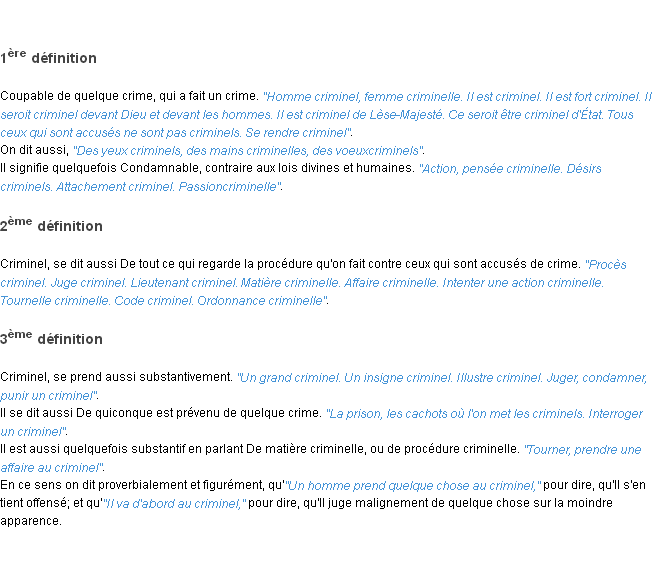 Définition criminel ACAD 1798
