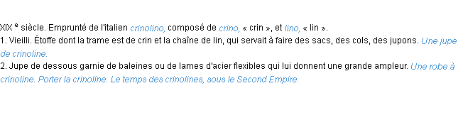 Définition crinoline ACAD 1986