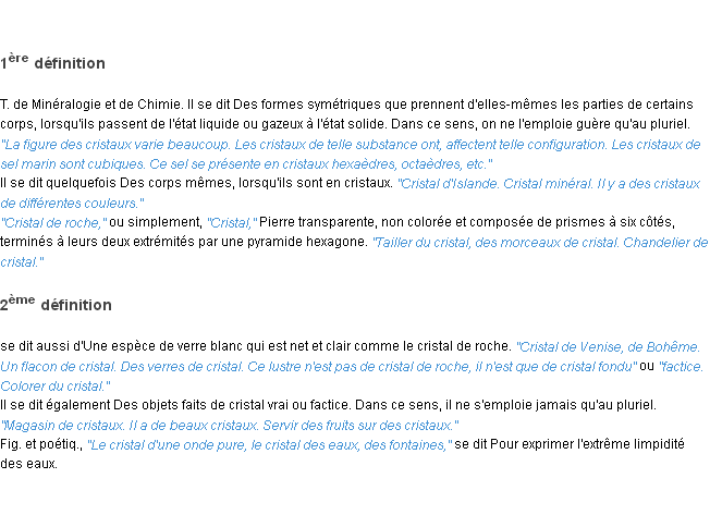 Définition cristal ACAD 1835