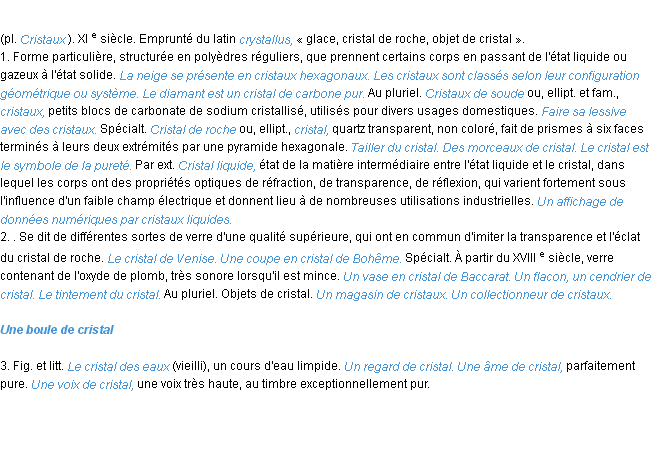 Définition cristal ACAD 1986