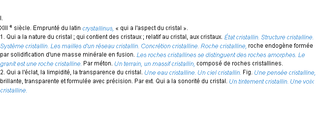 Définition cristallin ACAD 1986