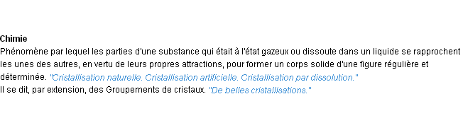 Définition cristallisation ACAD 1932