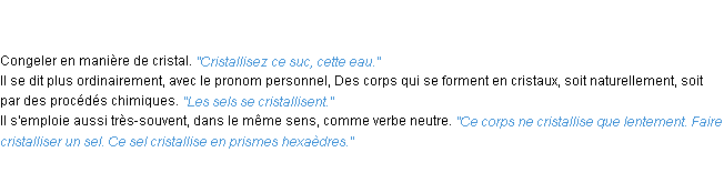 Définition cristalliser ACAD 1835