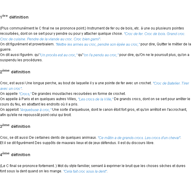 Définition croc ACAD 1798