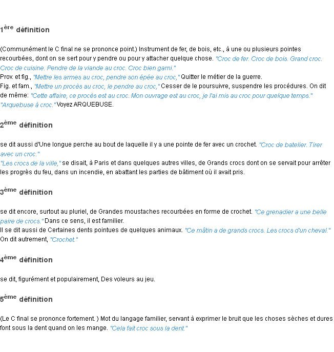 Définition croc ACAD 1835
