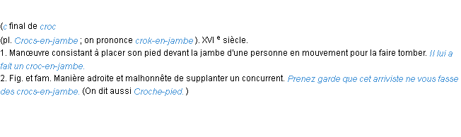 Définition croc-en-jambe ACAD 1986