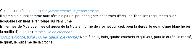 Définition croche ACAD 1932