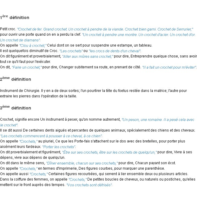 Définition crochet ACAD 1798