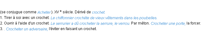 Définition crocheter ACAD 1986