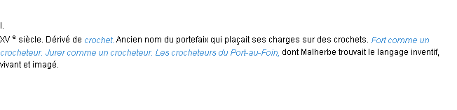 Définition crocheteur ACAD 1986