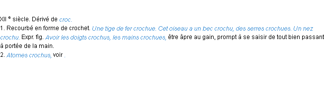 Définition crochu ACAD 1986