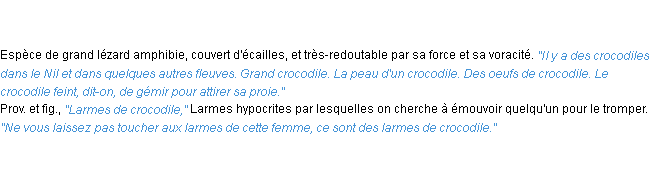 Définition crocodile ACAD 1835