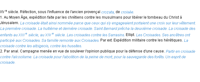 Définition croisade ACAD 1986