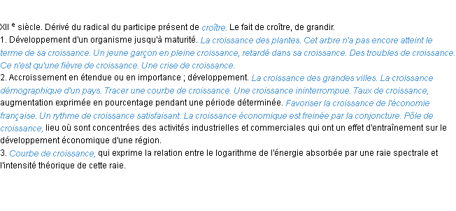 Définition croissance ACAD 1986