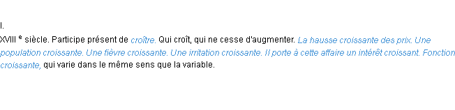 Définition croissant ACAD 1986