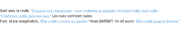 Définition crotter ACAD 1932