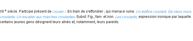 Définition croulant ACAD 1986