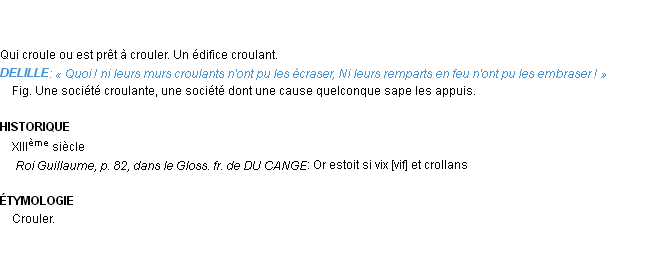 Définition croulant Emile Littré