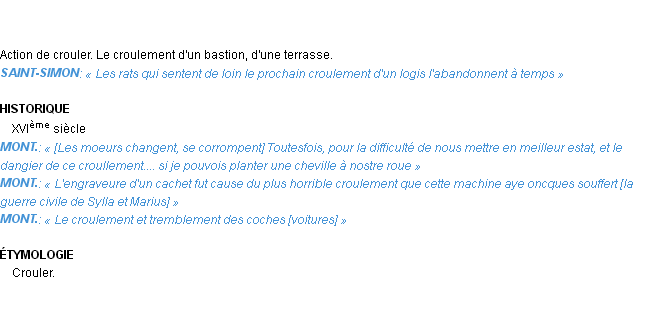 Définition croulement Emile Littré