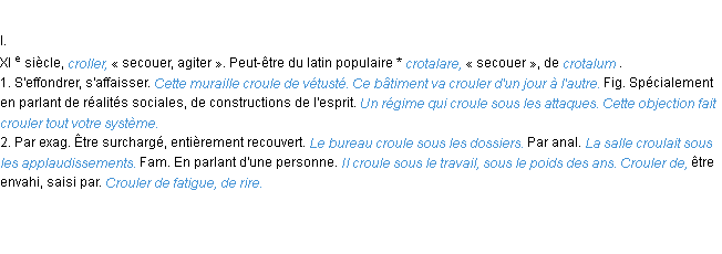 Définition crouler ACAD 1986