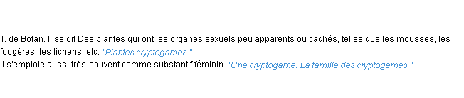 Définition cryptogame ACAD 1835