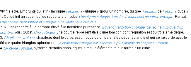 Définition cubique ACAD 1986