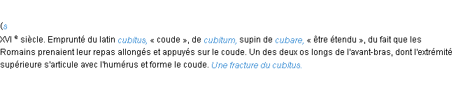 Définition cubitus ACAD 1986